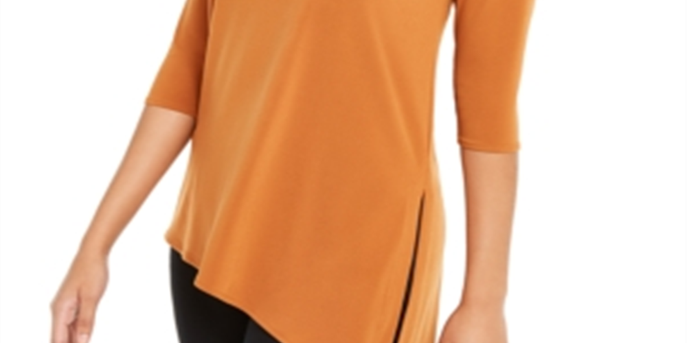 Alfani Women's Cold Shoulder Asymmetrical Top Copper Size Large