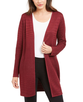 Alfani Women's Metallic Open Front Cardigan Red Size XX-Large
