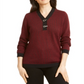 Karen Scott Women's Cotton Two Tone Henley Sweater Red Size Petite S