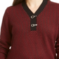 Karen Scott Women's Cotton Two Tone Henley Sweater Red Size Petite S