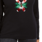 Karen Scott Women's Sequin Candy Cane Shirt Black Size X-Large