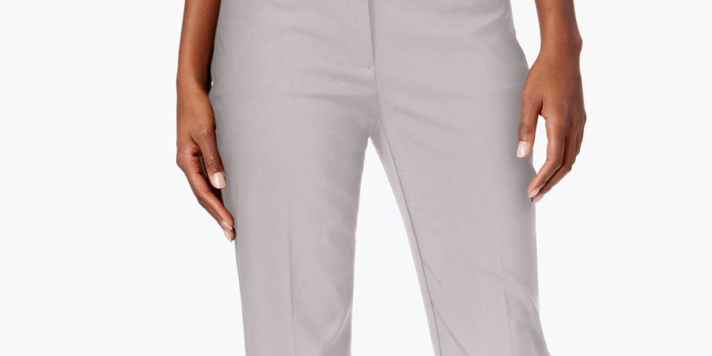 JM Collection Women's Tummy Control Curvy Fit Pants Gray Size 8 Petite