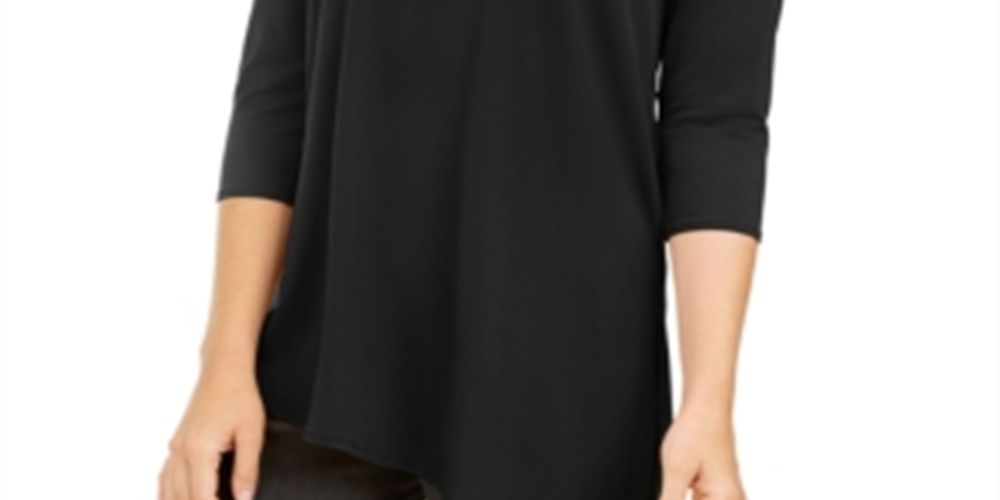 Alfani Women's Asymmetrical Cut Out Top Black Size Petite S/M