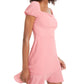 B Darlin Women's Cap Sleeve Square Neck Short Evening a Line Dress Pink Size 3/4