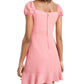 B Darlin Women's Cap Sleeve Square Neck Short Evening a Line Dress Pink Size 3/4