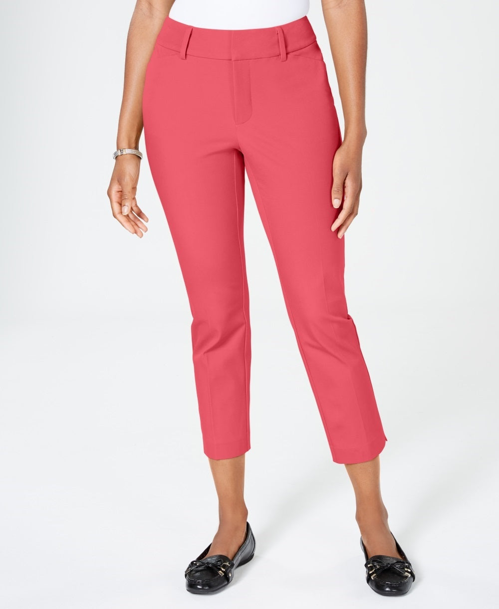 Charter Club Women's Newport Tummy Control Cropped Pants Red Size 10