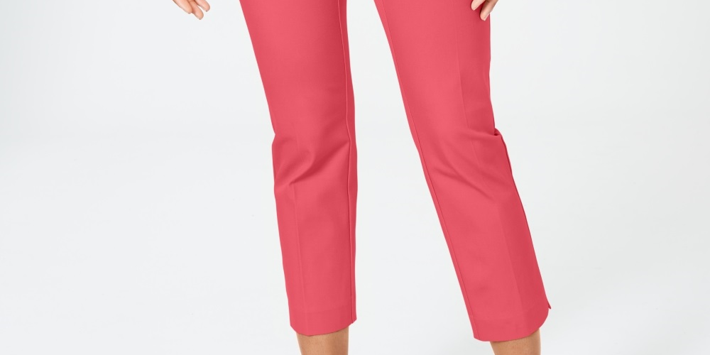 Charter Club Women's Newport Tummy Control Cropped Pants Red Size 10