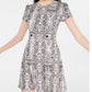 City Studios Women's Snake Print Short Sleeve Jewel Neck Short Sheath Dress Gray Size 15