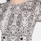 City Studios Women's Snake Print Short Sleeve Jewel Neck Short Sheath Dress Gray Size 15