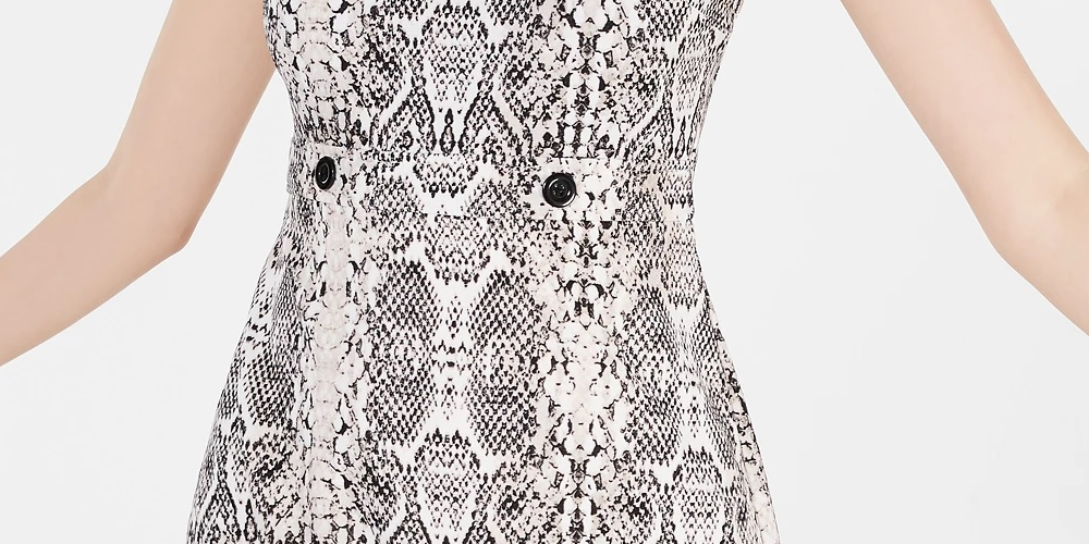 City Studios Women's Snake Print Short Sleeve Jewel Neck Short Sheath Dress Gray Size 15