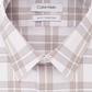 Calvin Klein Men's Logo Slim Fit Stretch Collar Dress Shirt Beige Size 14.5X32X33
