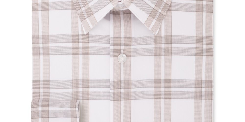 Calvin Klein Men's Logo Slim Fit Stretch Collar Dress Shirt Beige Size 14.5X32X33