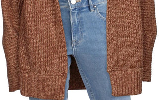 Free People Women's Marled Long Sleeve Cardigan Top Brown Size Large