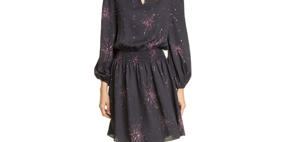 Joie Women's Ramla Keyhole Neck Long Sleeve Dress Black Size Small