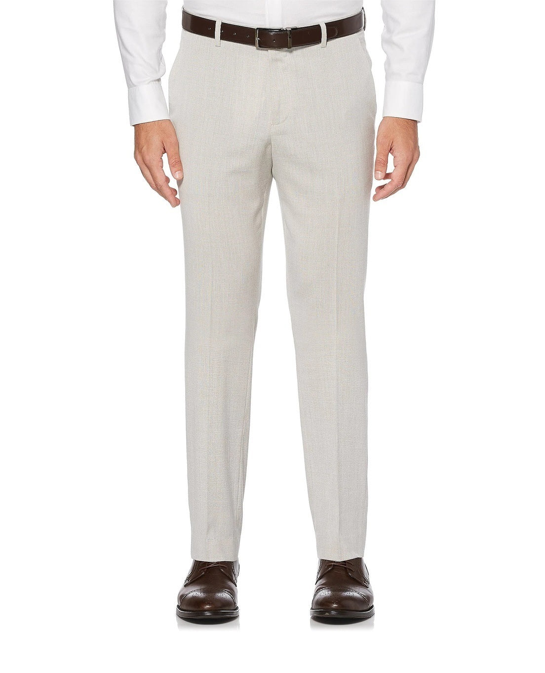 Perry Ellis Men's Slim Fit Large Windowpane Dress Pants Brindle White Size 36X29