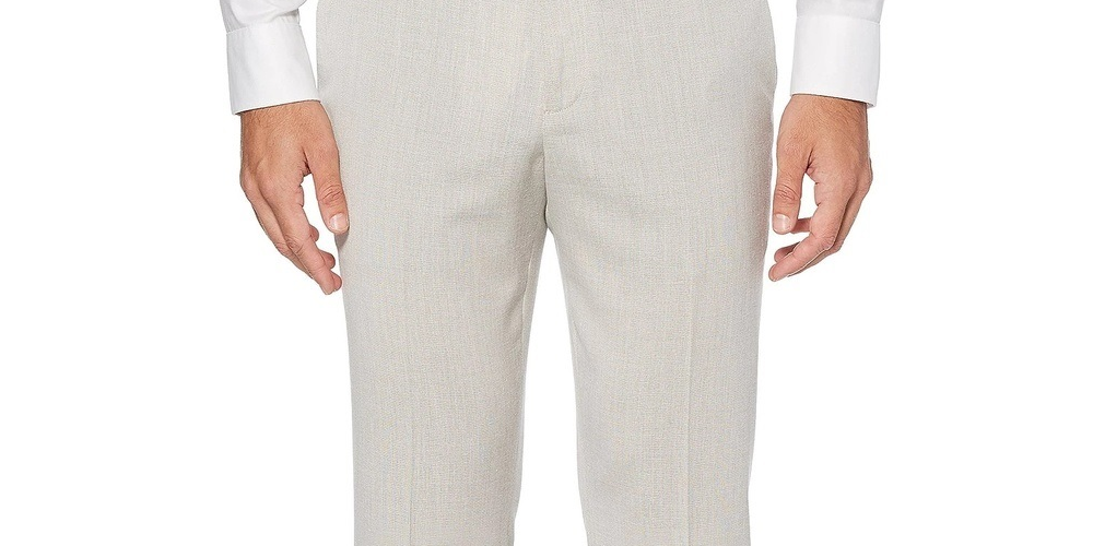 Perry Ellis Men's Slim Fit Large Windowpane Dress Pants Brindle White Size 36X29