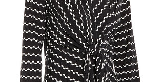 Alfani Women's Printed Knit Tie Front Top Black Size Medium