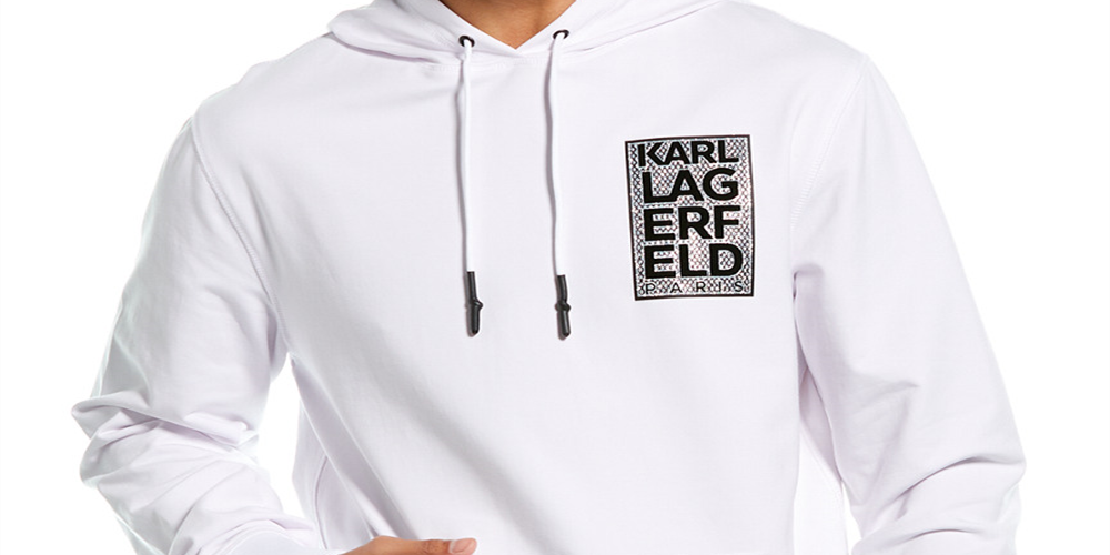 Karl Lagerfeld Men's Small Block Logo Hoodie White Size XX-Large