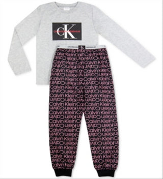 Calvin Klein Big Boy's 2 Pc Brushed Pajamas Set Gray Size LG
