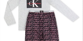 Calvin Klein Big Boy's 2 Pc Brushed Pajamas Set Gray Size LG