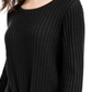 INC International Concepts Women's Ribbed Knit Tie Hem Sweater Black Size Petite X-Large