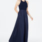 Adrianna Papell Women's Halter Mikado Gown Blue Size 14