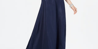 Adrianna Papell Women's Halter Mikado Gown Blue Size 14