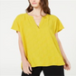 Alfani Women's V Neck Textured Top Yellow Size Petite X-Large