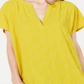 Alfani Women's V Neck Textured Top Yellow Size Petite X-Large