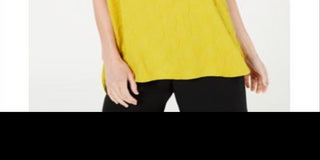 Alfani Women's V Neck Textured Top Yellow Size Petite X-Large