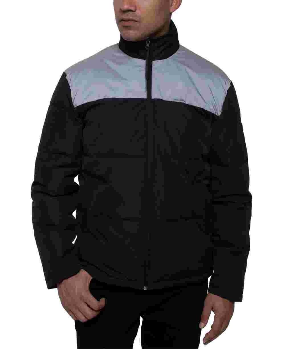 Kenneth Cole Reaction Men's Water Repellent Colorblocked Iridescent Puffer Jacket Gray Size Medium