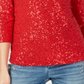 INC International Concepts Women's Sequin Cold-Shoulder Top Red Size Petite S