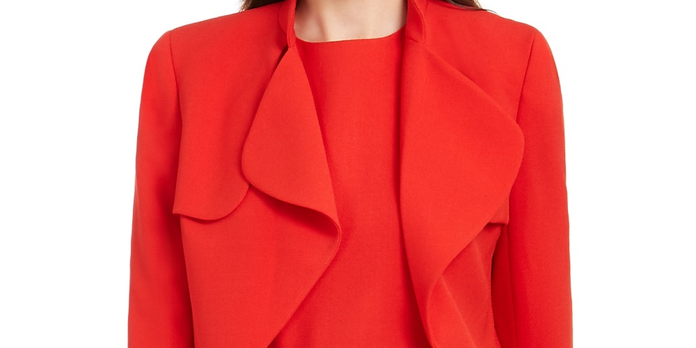 Anne Klein Women's Trench Suit Jacket Red Size 12