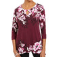 JM Collection Women's Floral Print Embellished Top  Purple Size X-Small