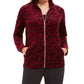 Karen Scott Women's Sport Printed Jacket Wine Size X-Large