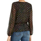 INC International Concepts Women's Rainbow Shine Dot Print Wrap Top Black- Rainbow Size Petite L