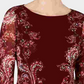 Charter Club Women's Floral Print Mesh Top Red Size Petite Small