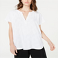 Alfani Women's Textured V Neck Top White Size L