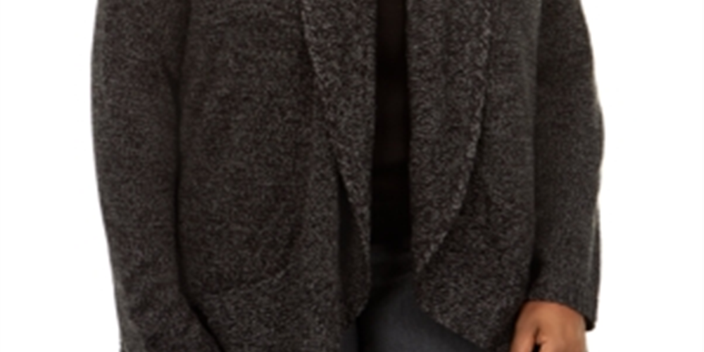 Karen Scott Women's Plus Shawl Collar Cardigan Sweater Black Size 0X