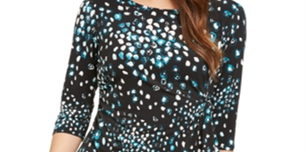 Alfani Women's Printed Top Navy Size Petite XL