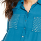 Thalia Sodi Women's Studded Shirt Blue Size X-Large
