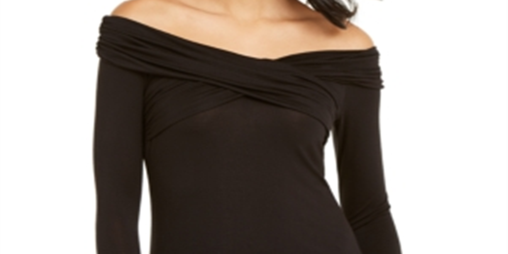 Thalia Sodi Women's Crossover Off the Shoulder Top Black Size M