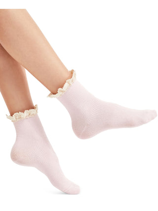 Free People Women's Ruffle Detail Casual Ankle Socks Pink One Size