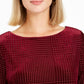 Charter Club Women's Printed 3/4 Sleeve Crew Neck Blouse Evening Top Red Size Petite Small