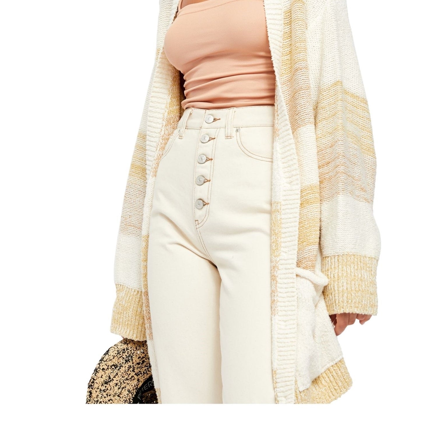 Free People Women's Southport Beach Cardigan Beige Size X-Large