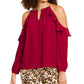 Thalia Sodi Women's Ruffled Cold-Shoulder Top   Red Size Large