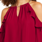 Thalia Sodi Women's Ruffled Cold-Shoulder Top   Red Size Large
