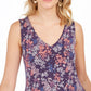Style & Co Women's Sleeveless Printed Strappy Back Dress Blue- Size Medium