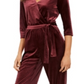 NY Collection Women's Belted Jumpsuit Wine Size -Petite XS