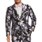 INC International Concepts Men's Slim Fit Floral Jacquard Blazer Black Size XLT